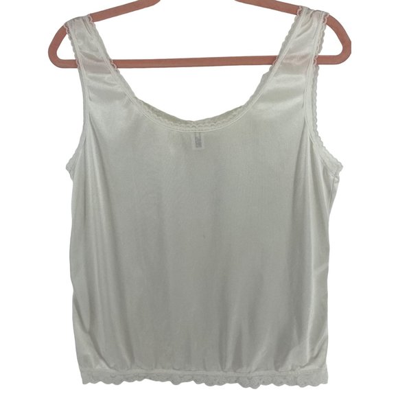 Heavenly Secrets Women's Size Large White Satin Lace Trim Intimates Top - Picture 2 of 5